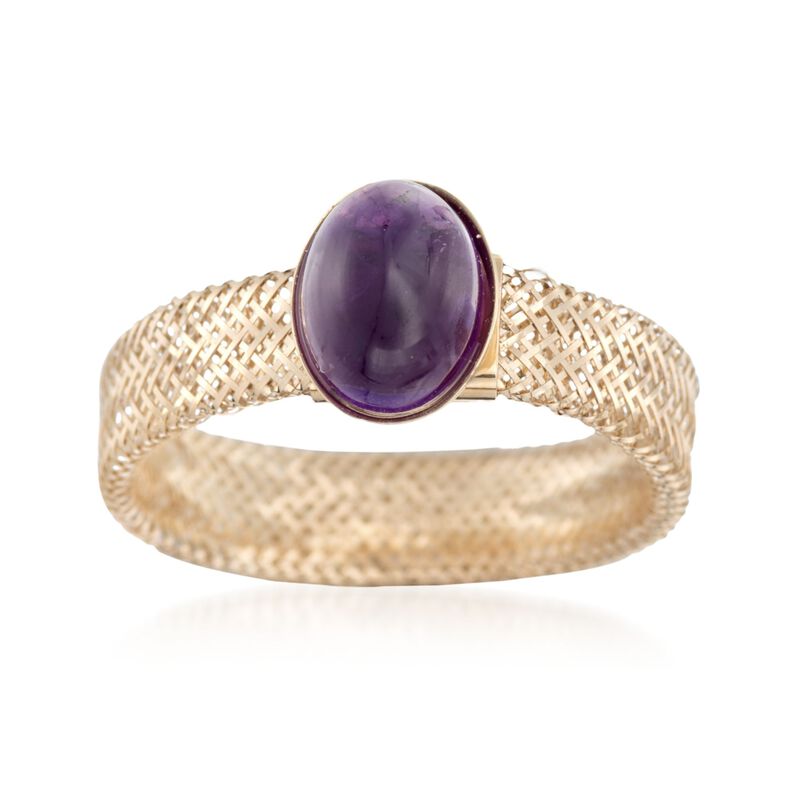 Italian 1.10 Carat Amethyst Mesh Ring in 14kt Yellow Gold image number 0