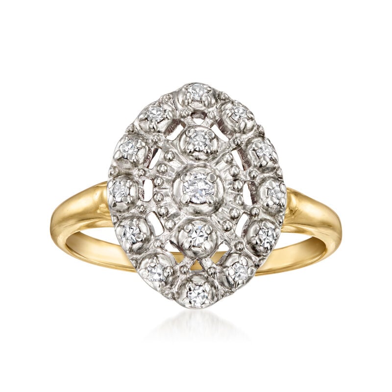 C. 1980 Vintage .17 ct. t.w. Diamond Ring in 14kt Two-Tone Gold. Size 7 image number 0