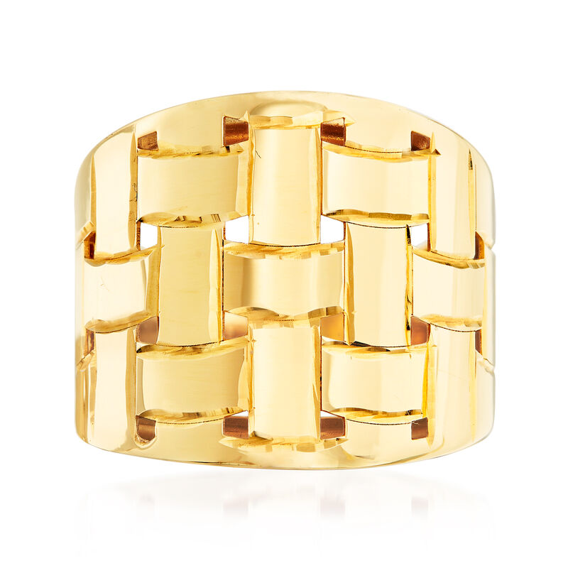 Italian 14kt Yellow Gold Basketweave Dome Ring. Size 7 image number 0