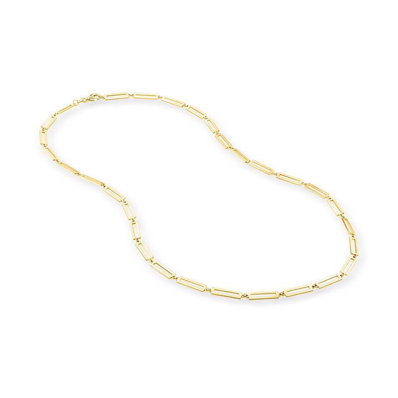 14kt Yellow Gold Rectangular-Link Necklace. 18&quot; image number 1