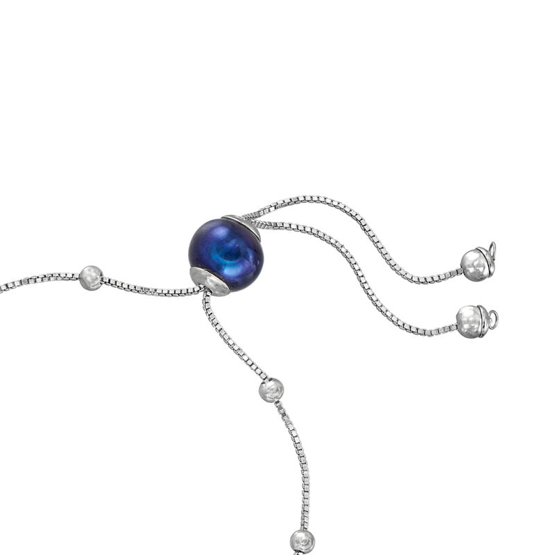 4-9.5mm Black Cultured Pearl Bolo Bracelet in Sterling Silver image number 3