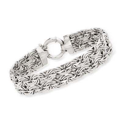 Sterling Silver Wide Byzantine Bracelet