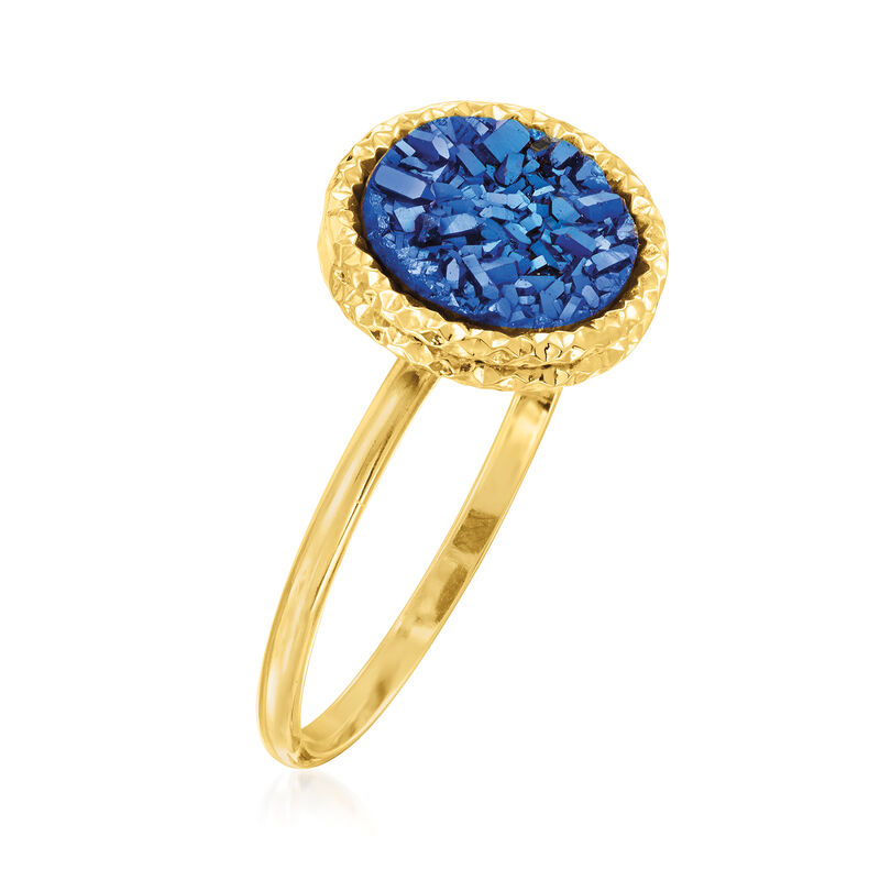 Italian Blue Drusy Ring in 14kt Yellow Gold image number 2