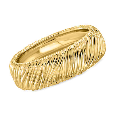 14kt Yellow Gold-Plated Textured Bangle Bracelet