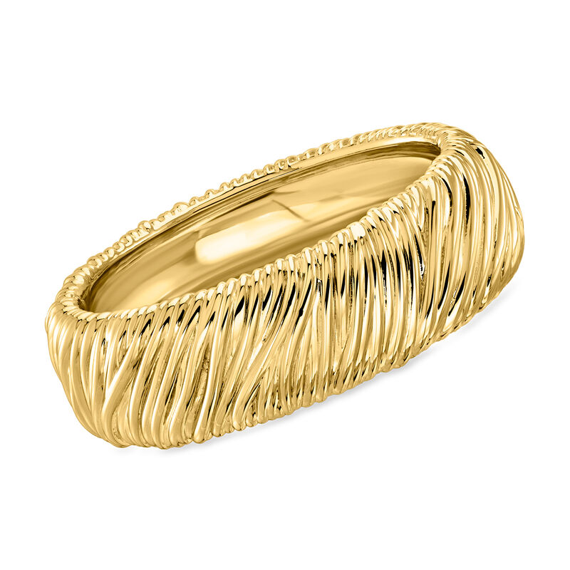 14kt Yellow Gold-Plated Textured Bangle Bracelet image number 0