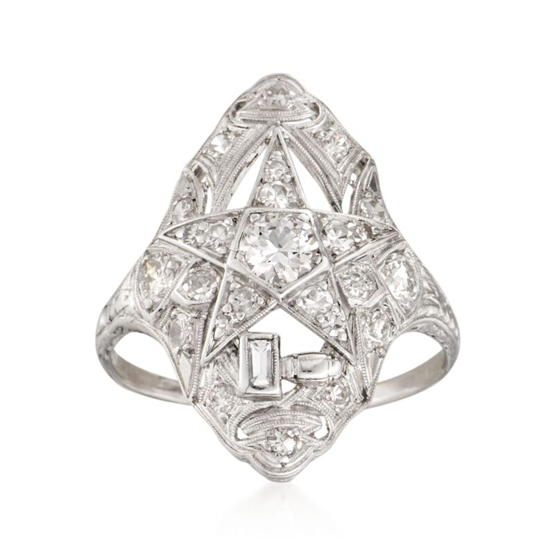 C. 1980 Vintage .85 ct. t.w. Diamond Dinner Ring in Platinum image number 0