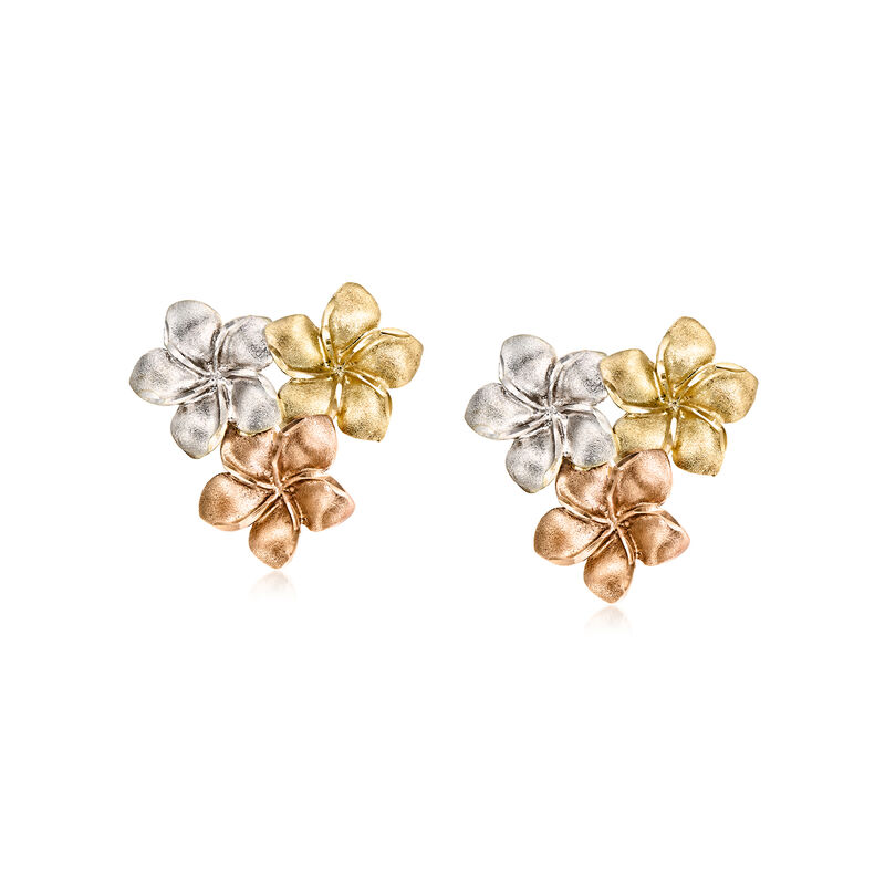 C. 1990 Vintage 14kt Tri-Colored Gold Flower Earrings image number 0
