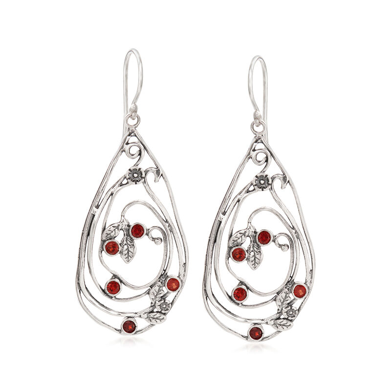 .10 ct. t.w. Garnet Open-Space Drop Earrings in Sterling Silver image number 0