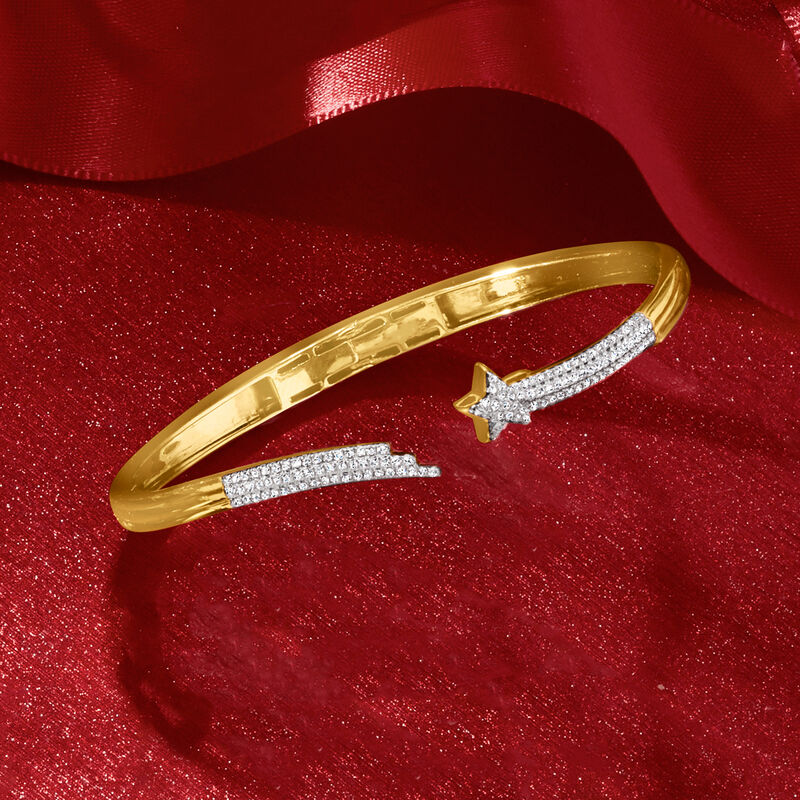 .50 ct. t.w. Diamond Star Bypass Bangle Bracelet in 18kt Gold Over Sterling image number 2