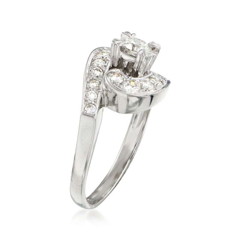 C. 1974 Vintage .65 ct. t.w. Diamond Swirl Ring in Platinum. Size 5.25 image number 2