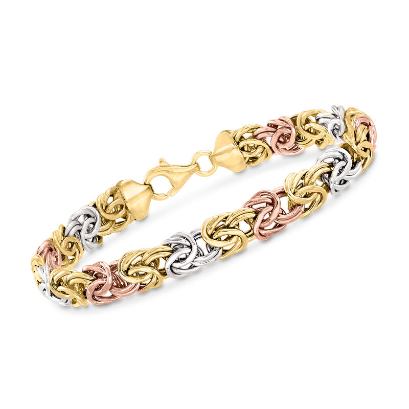 14kt Tri-Colored Gold Byzantine Bracelet image number 0