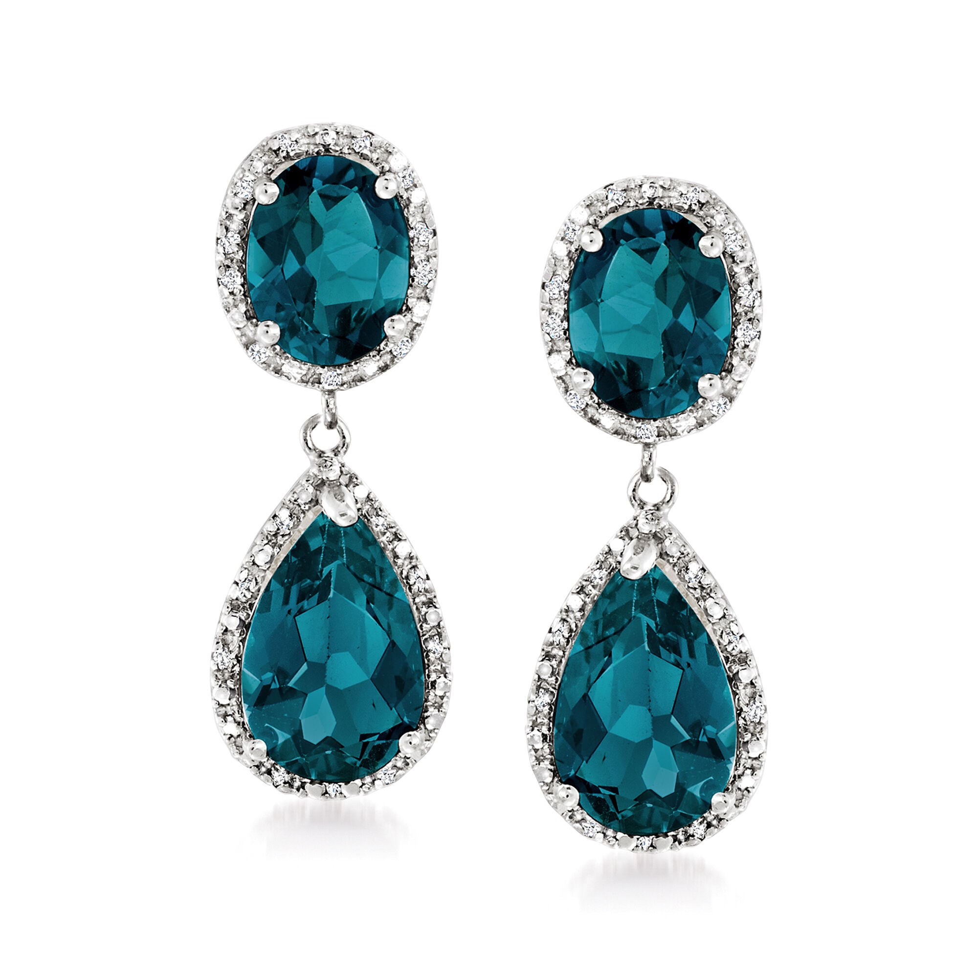 11.00 ct. t.w. London Blue Topaz and .14 ct. t.w. Diamond Drop