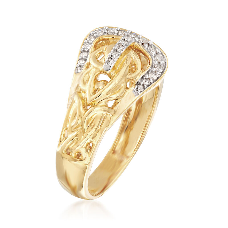 .13 ct. t.w. Diamond Buckle Ring in 18kt Yellow Gold Over Sterling image number 2