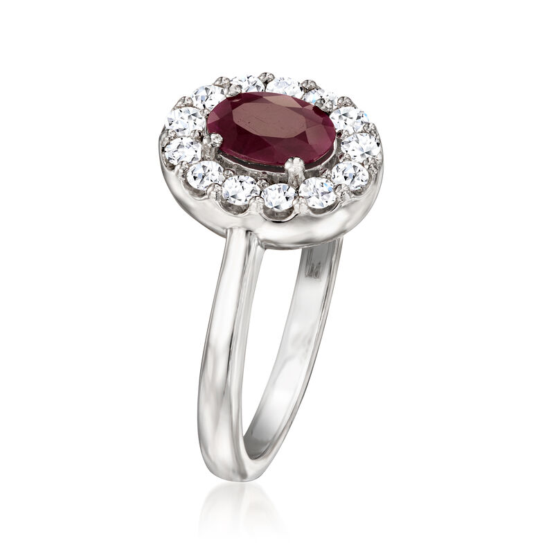 1.00 Carat Ruby Ring with .40 ct. t.w. Lab-Grown Diamonds in Sterling Silver image number 2