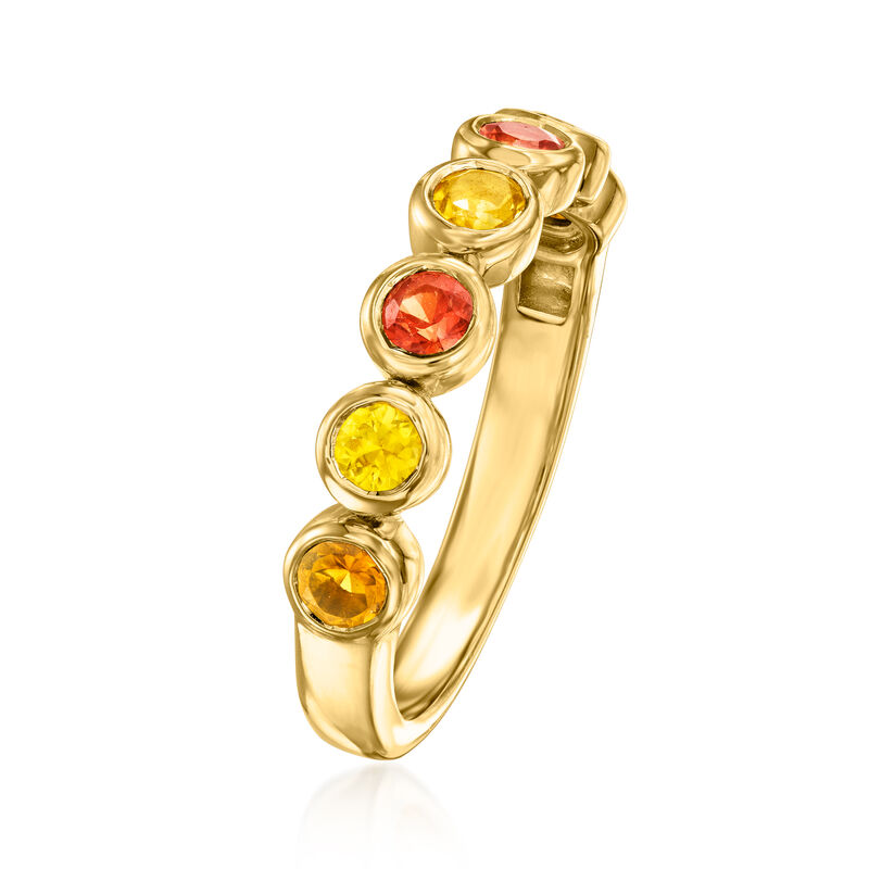 .70 ct. t.w. Orange and Yellow Sapphire Ring with .20 ct. t.w. Citrines in 18kt Gold Over Sterling image number 2