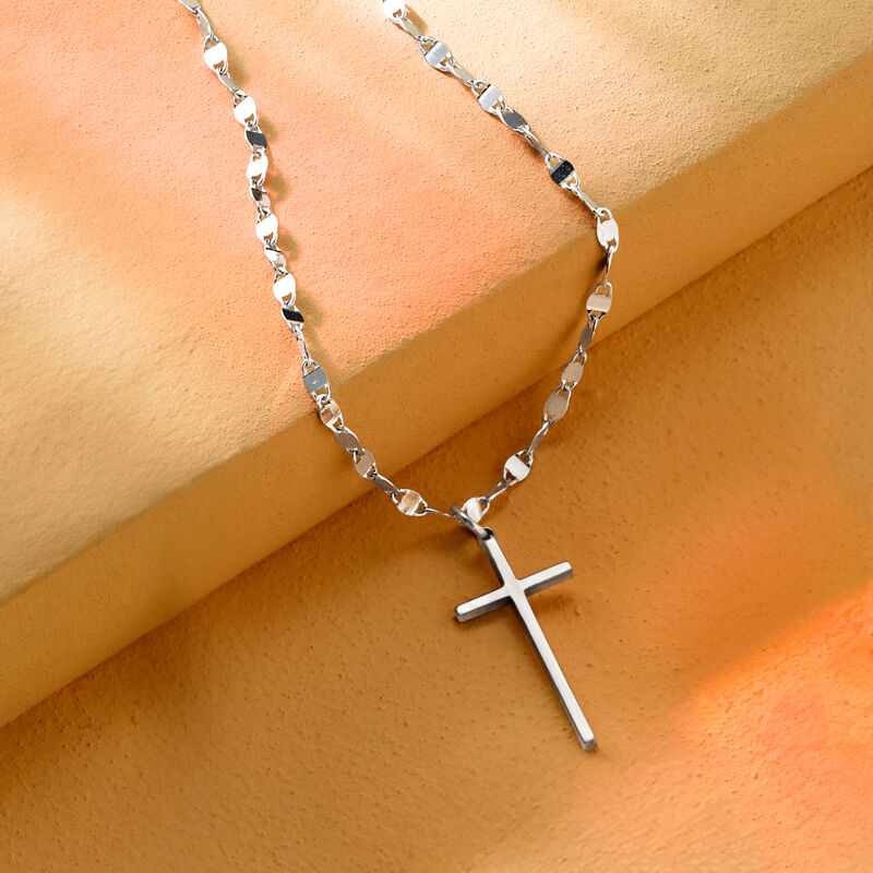 Italian Sterling Silver Cross Necklace image number 3
