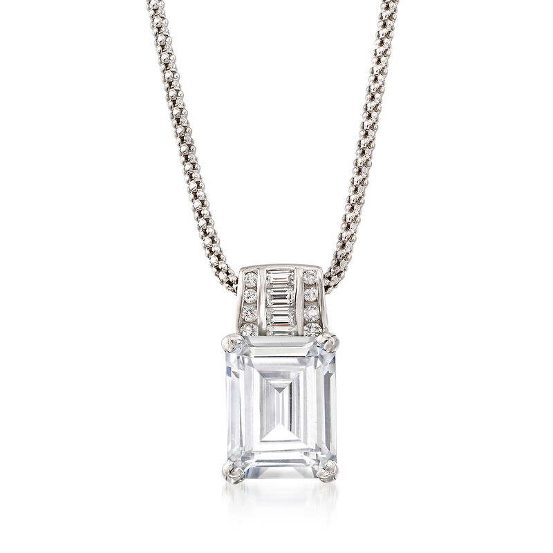 5.75 ct. t.w. CZ Pendant Necklace in Sterling Silver. 18&quot; image number 1