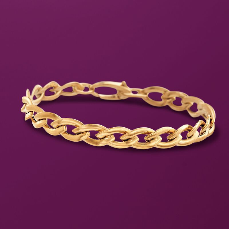 Italian 14kt Yellow Gold Marquise Link Bracelet image number 2