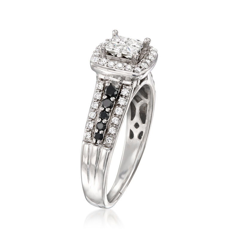 C. 1990 Vintage 1.15 ct. t.w. White and Black Diamond Ring in 14kt White Gold. Size 8 image number 2