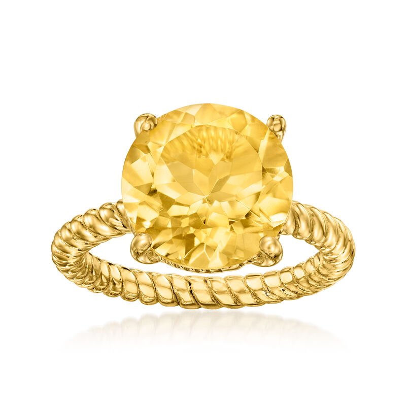 6.75 Carat Citrine Ring in 18kt Gold Over Sterling image number 0