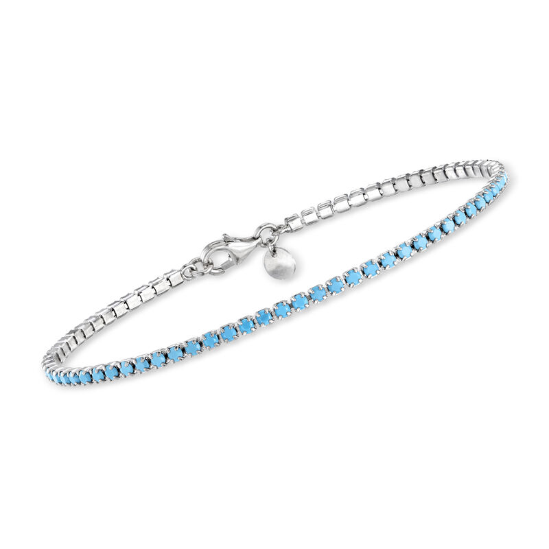 Italian 6.20 ct. t.w. Simulated Onyx, Turquoise and Tanzanite Jewelry Set: Three Tennis Bracelets in Sterling Silver image number 3