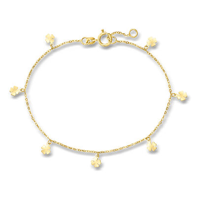 Italian 14kt Yellow Gold Clover Station Bracelet