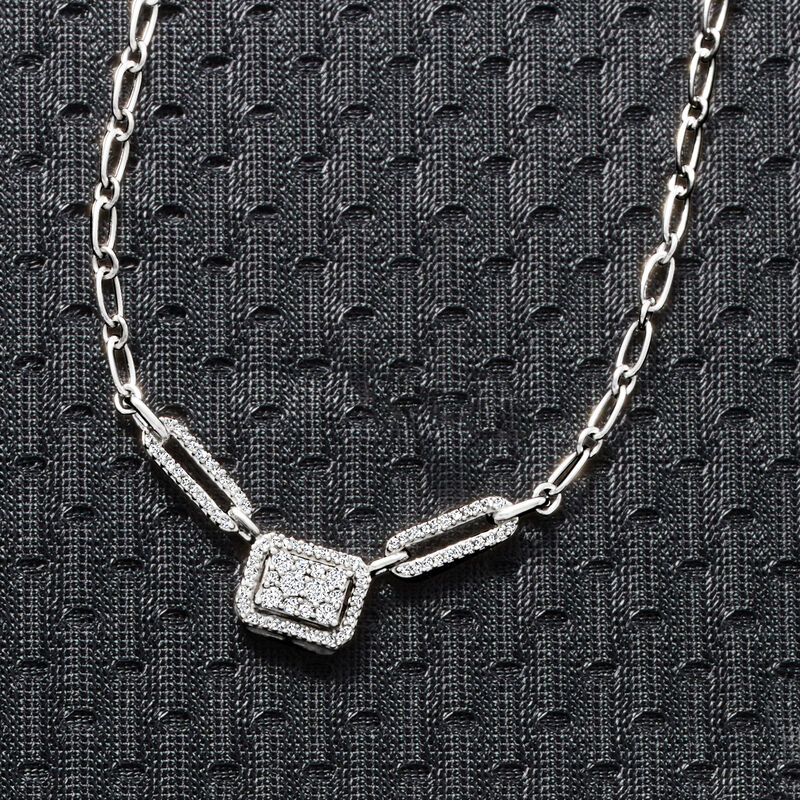.50 ct. t.w. Diamond Cluster Necklace in Sterling Silver image number 3