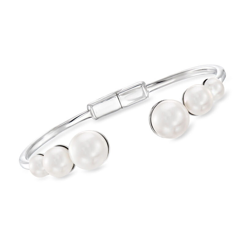 5.5-10mm Cultured Pearl Cuff Bracelet in Sterling Silver image number 0