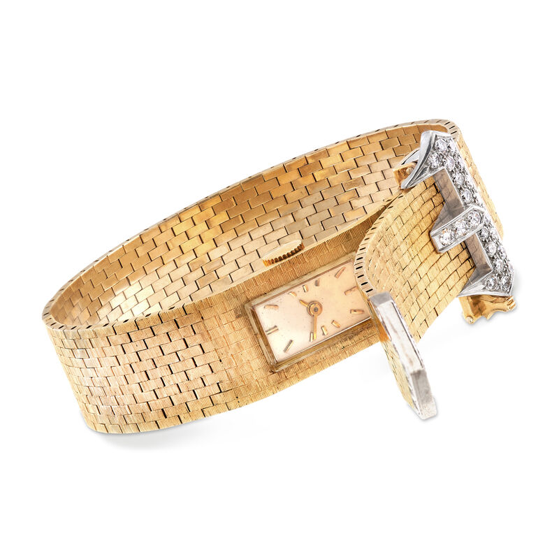 C. 1960 Vintage Women's Diamond Buckle Manual Watch in 14kt Yellow Gold. Size 7 image number 2