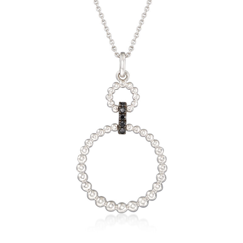 Gabriel Designs Sterling Silver Multi-Circle Necklace with Black Spinel Accents in Sterling Silver. 15.5&quot; image number 1