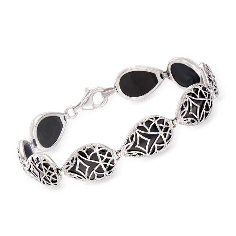 16x10mm Black Onyx Bracelet in Sterling Silver image number 0