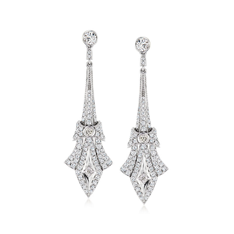 C. 2000 Vintage 1.63 ct. t.w. Diamond Drop Earrings in 14kt White Gold  image number 0