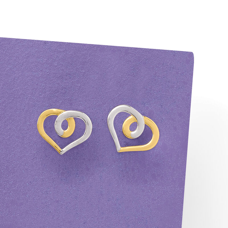 14kt Two-Tone Gold Open-Space Heart Earrings image number 2