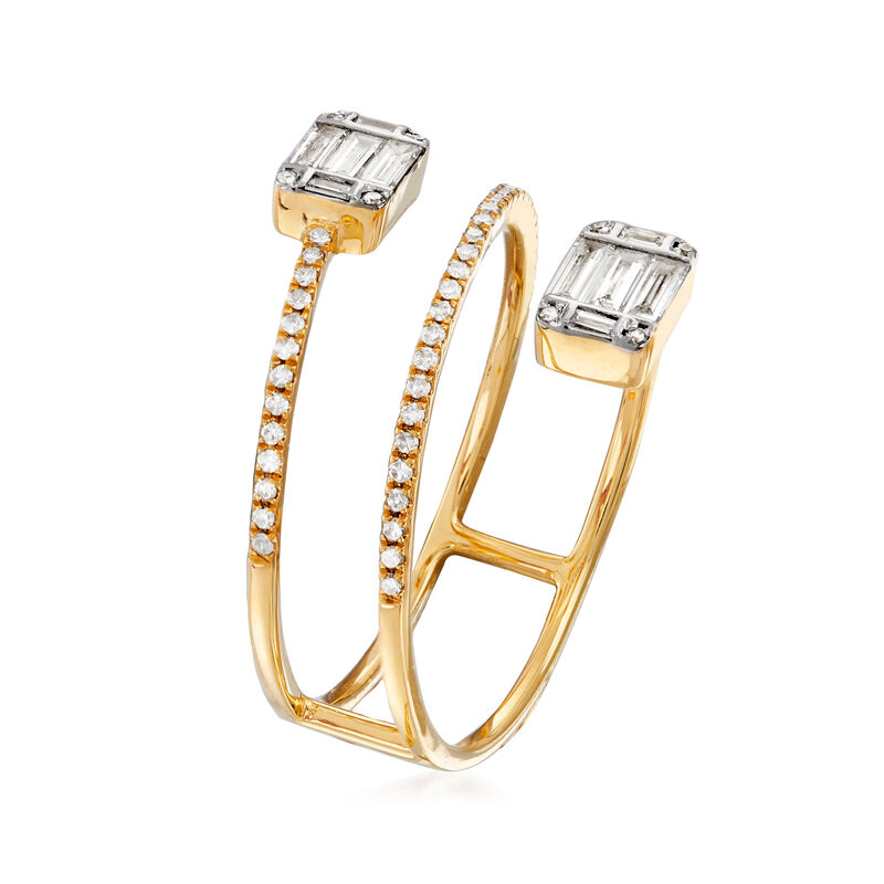 .47 ct. t.w. Baguette and Round Diamond Wrap Ring in 18kt Yellow Gold