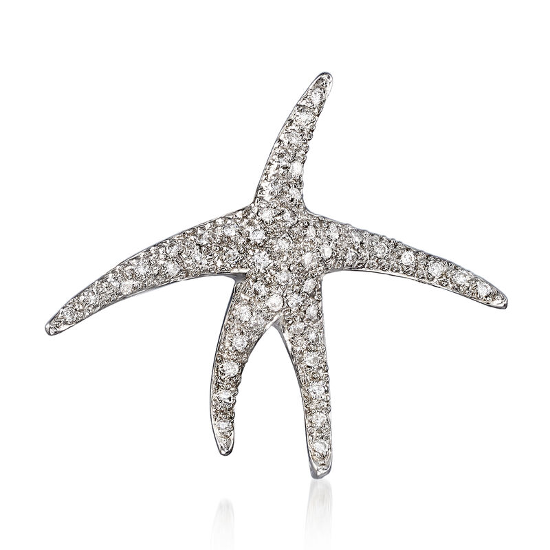 C. 1980 Vintage .50 ct. t.w. Diamond Starfish Pin in 18kt White Gold image number 1