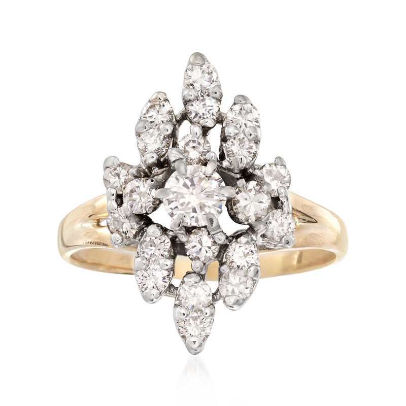C. 1980 Vintage 1.10 ct. t.w. Diamond Cluster Ring in 14kt Yellow Gold image number 0
