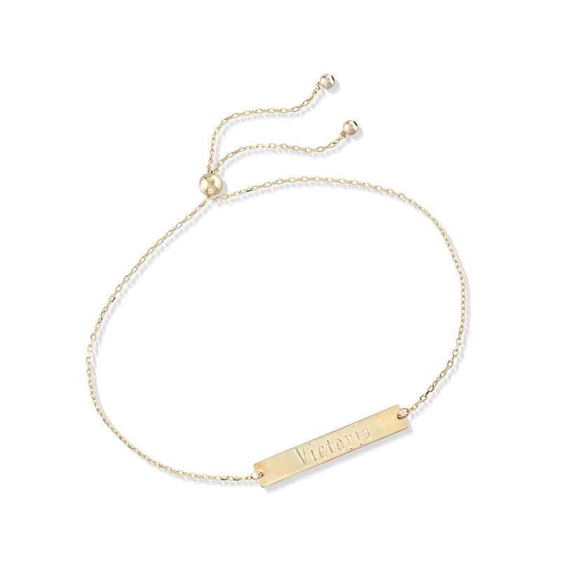 14kt Yellow Gold Personalized Bar Bolo Bracelet image number 2