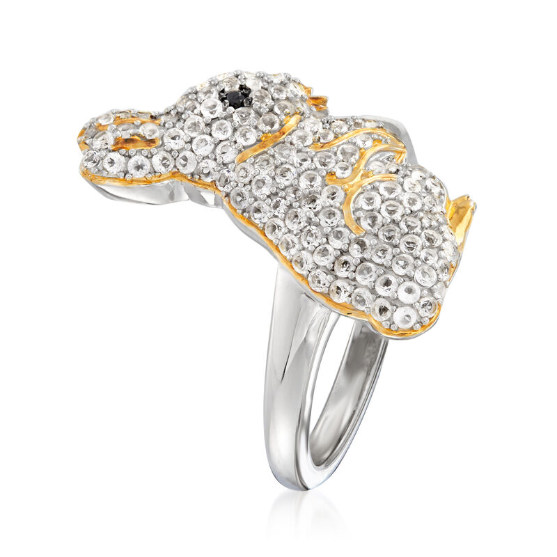 1.10 ct. t.w. White Topaz Bunny Ring in Two-Tone Sterling Silver image number 2