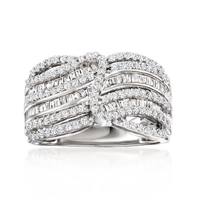 1.00 ct. t.w. Lab-Grown Diamond Multi-Row Swirl Ring in Sterling Silver