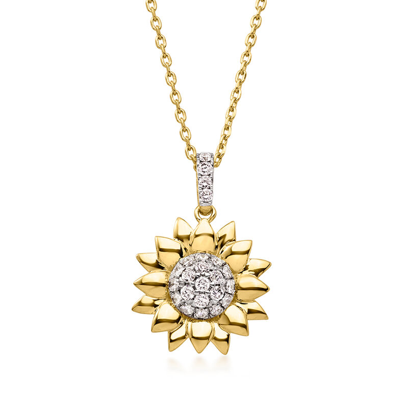 .25 ct. t.w. Lab-Grown Diamond Sunflower Pendant Necklace in 18kt Gold Over Sterling image number 0