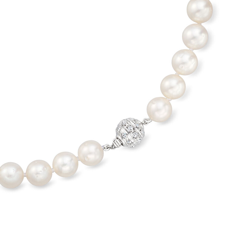 C. 1990 Vintage 9-13mm Cultured Pearl Necklace with 1.90 ct. t.w. Diamonds in 14kt and 18kt White Gold. 18.5" image number 2