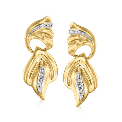 C. 1980 Vintage .24 ct. t.w. Diamond Drop Earrings in 18kt Yellow Gold