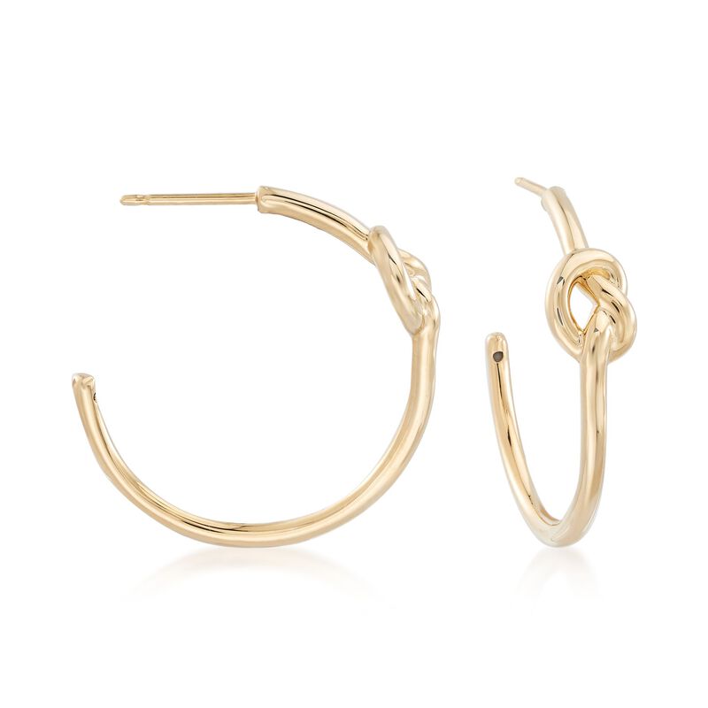 14kt Yellow Gold Knotted C-Hoop Earrings. 7/8&quot; image number 0