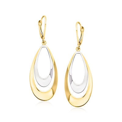 14kt Two-Tone Gold Teardrop Earrings