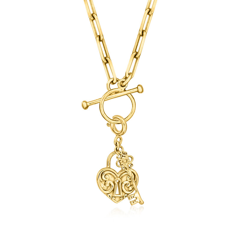 18kt Gold Over Sterling Ornamental Heart Lock and Key Charm  image number 2