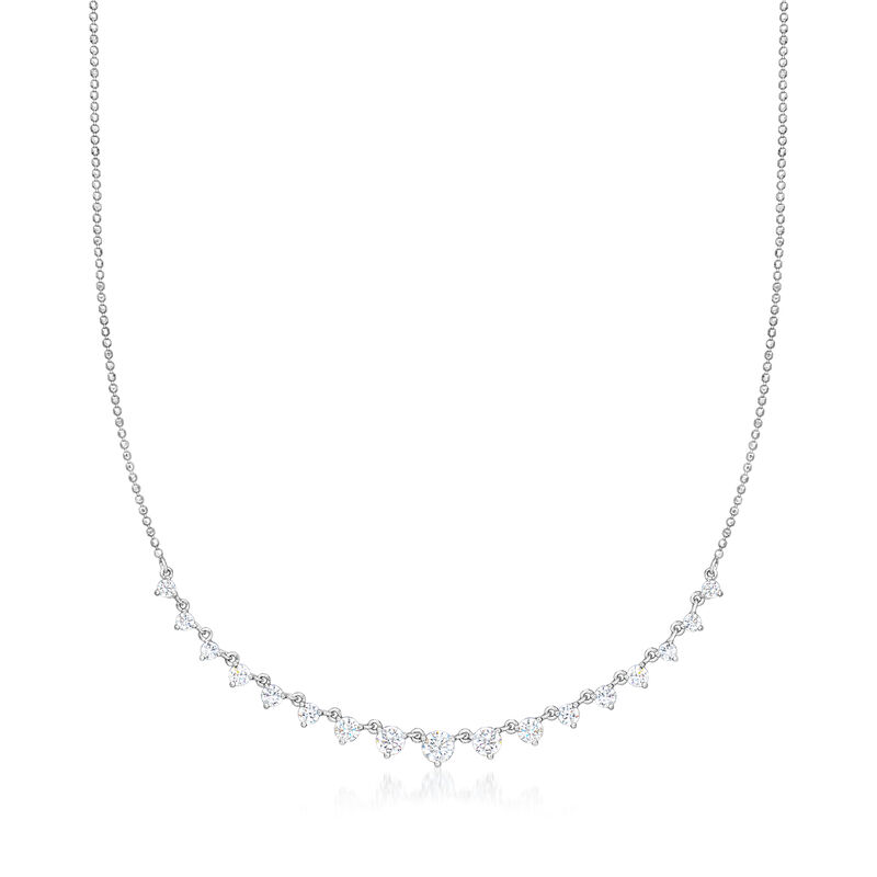 2.00 ct. t.w. Graduated CZ Necklace in Sterling Silver. 16" image number 1