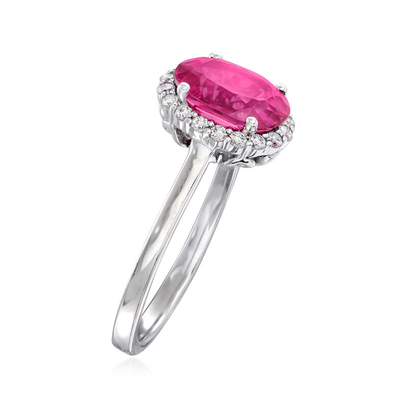 C. 1990 Vintage 1.90 Carat Pink Tourmaline and .20 ct. t.w. Diamond Ring in 14kt White Gold image number 2