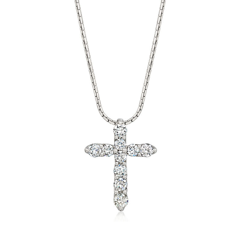 C. 1990 Vintage 2.00 ct. t.w. Diamond Cross Pendant Necklace in Platinum. 17&quot; image number 0