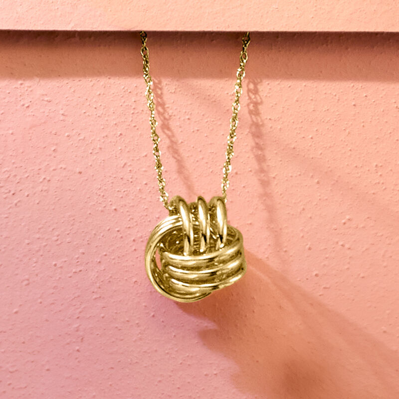 14kt Yellow Gold Love Knot Pendant Necklace. 16" image number 4
