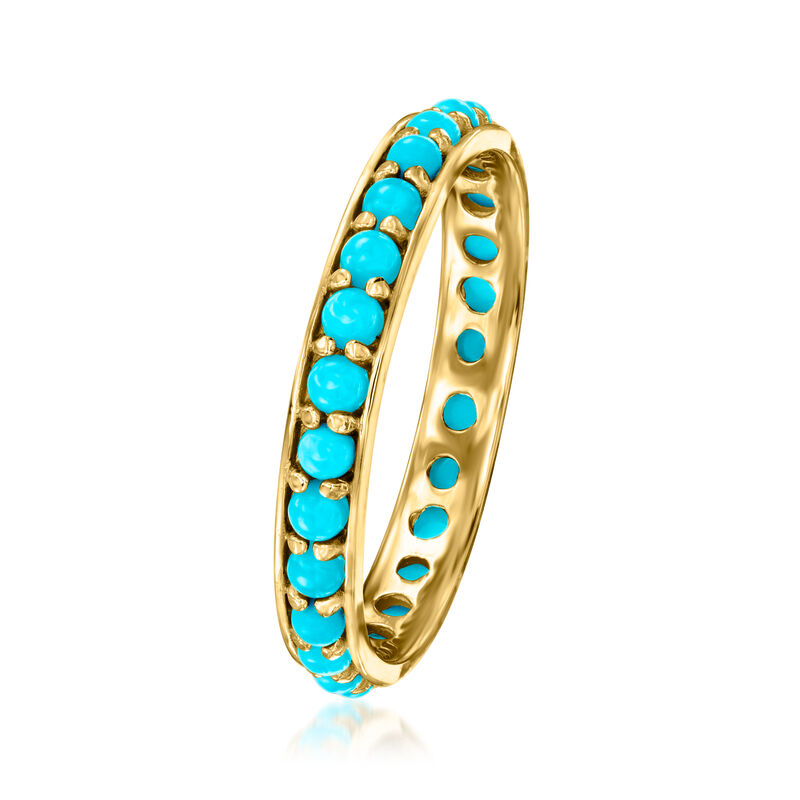 Turquoise Eternity Band in 14kt Yellow Gold image number 2